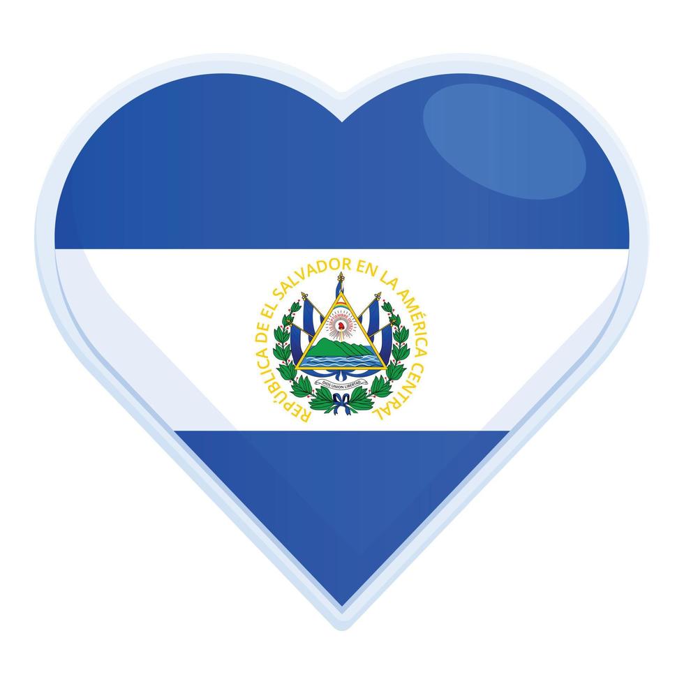 vector de dibujos animados de icono de bandera de corazón de el salvador. día de la Independencia