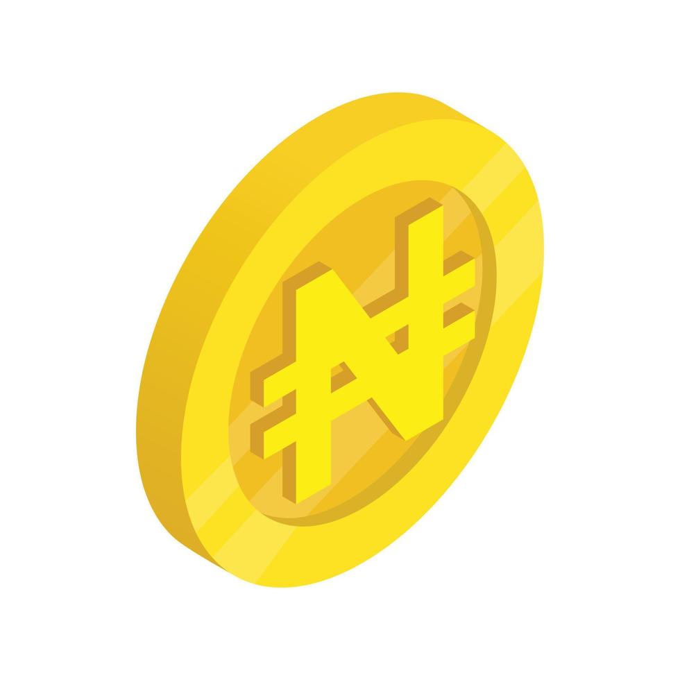 Gold coin with nairas sign icon vector