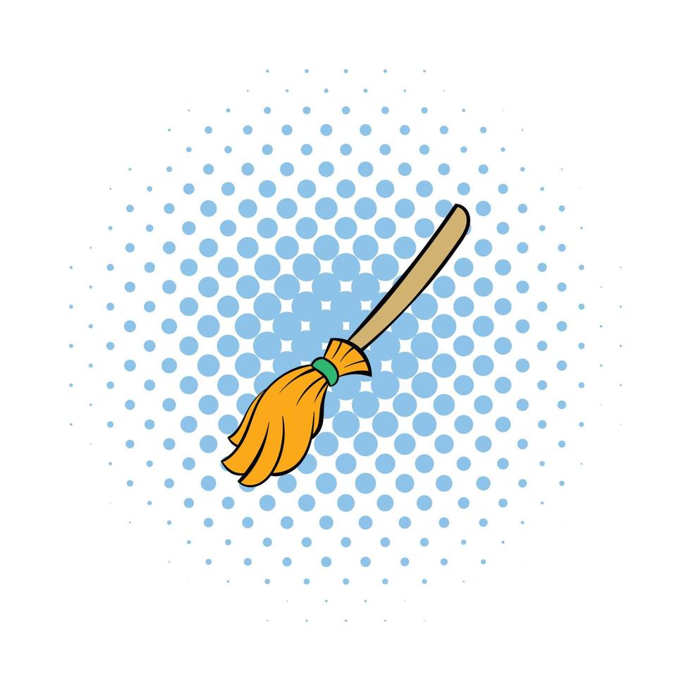 Witches broom icon, comics style vector