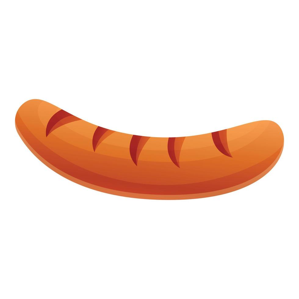 Grilled sausage icon, cartoon style vector