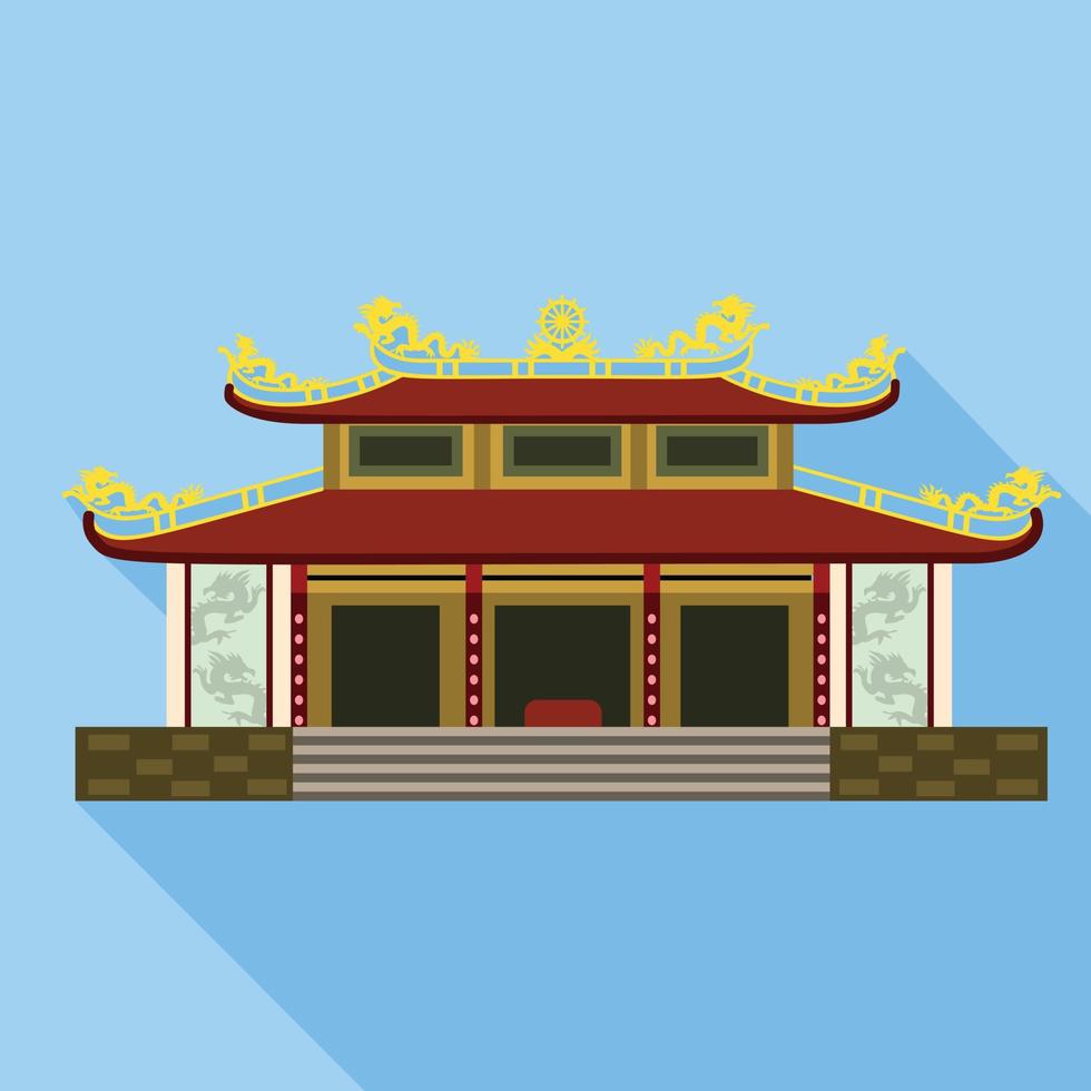 Vietnam temple icon, flat style vector