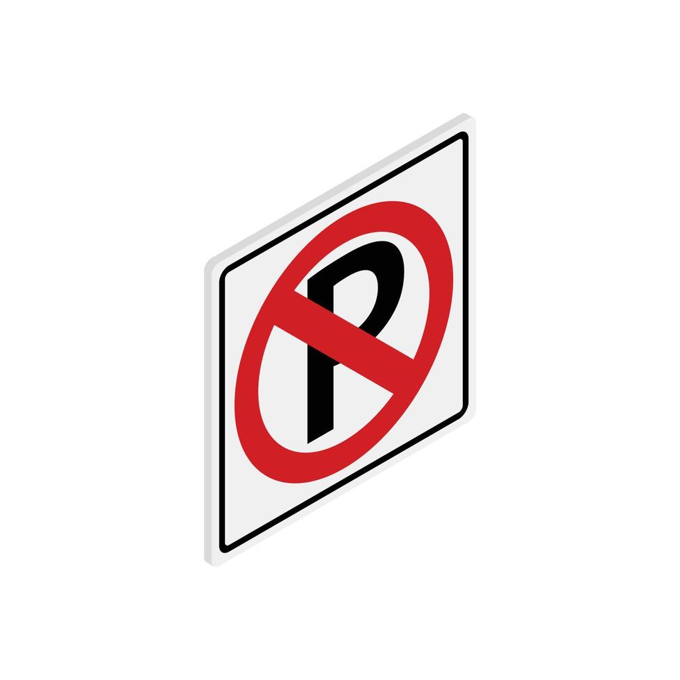 Parking is prohibited icon, isometric 3d style vector