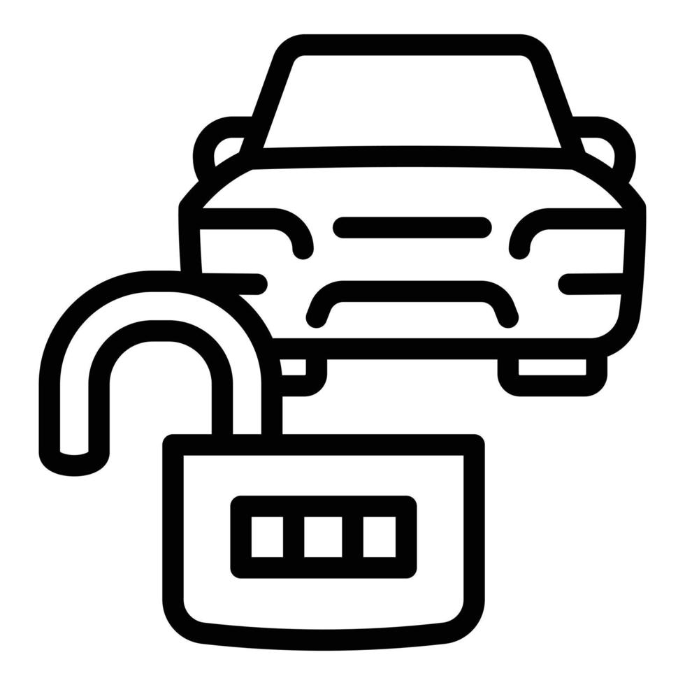 icono de desbloqueo de coche compartido, estilo de esquema vector
