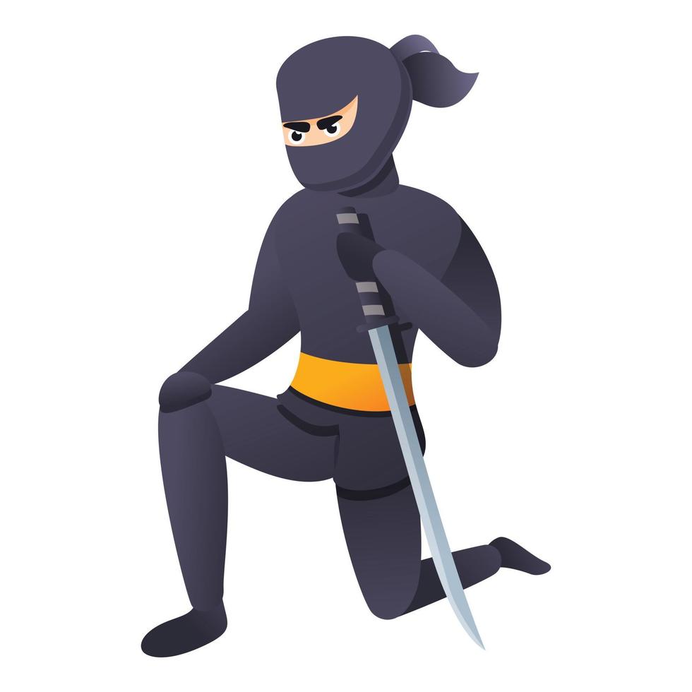 guerrero ninja, estilo de dibujos animados vector