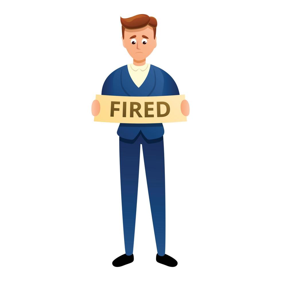 Fired office worker icon, cartoon style vector