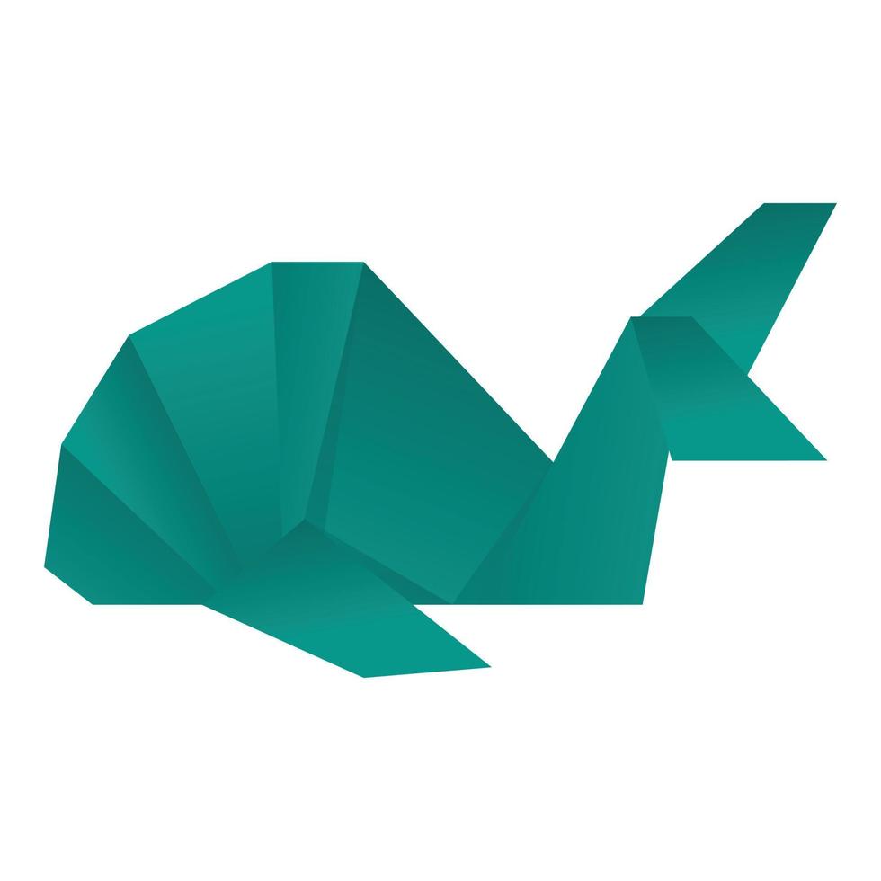 origami icono de ballena vector de dibujos animados. papel de arte
