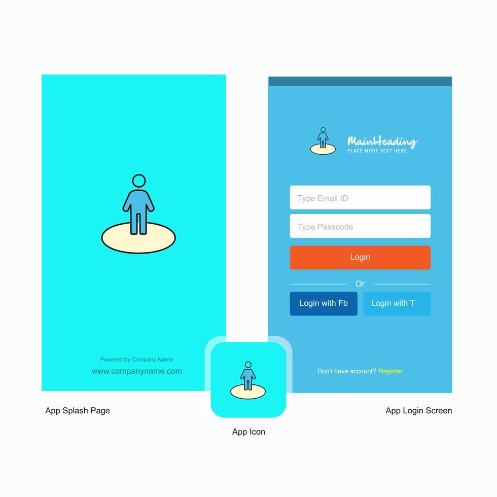Company Avatar Splash Screen and Login Page design with Logo template Mobile Online Business Template vector
