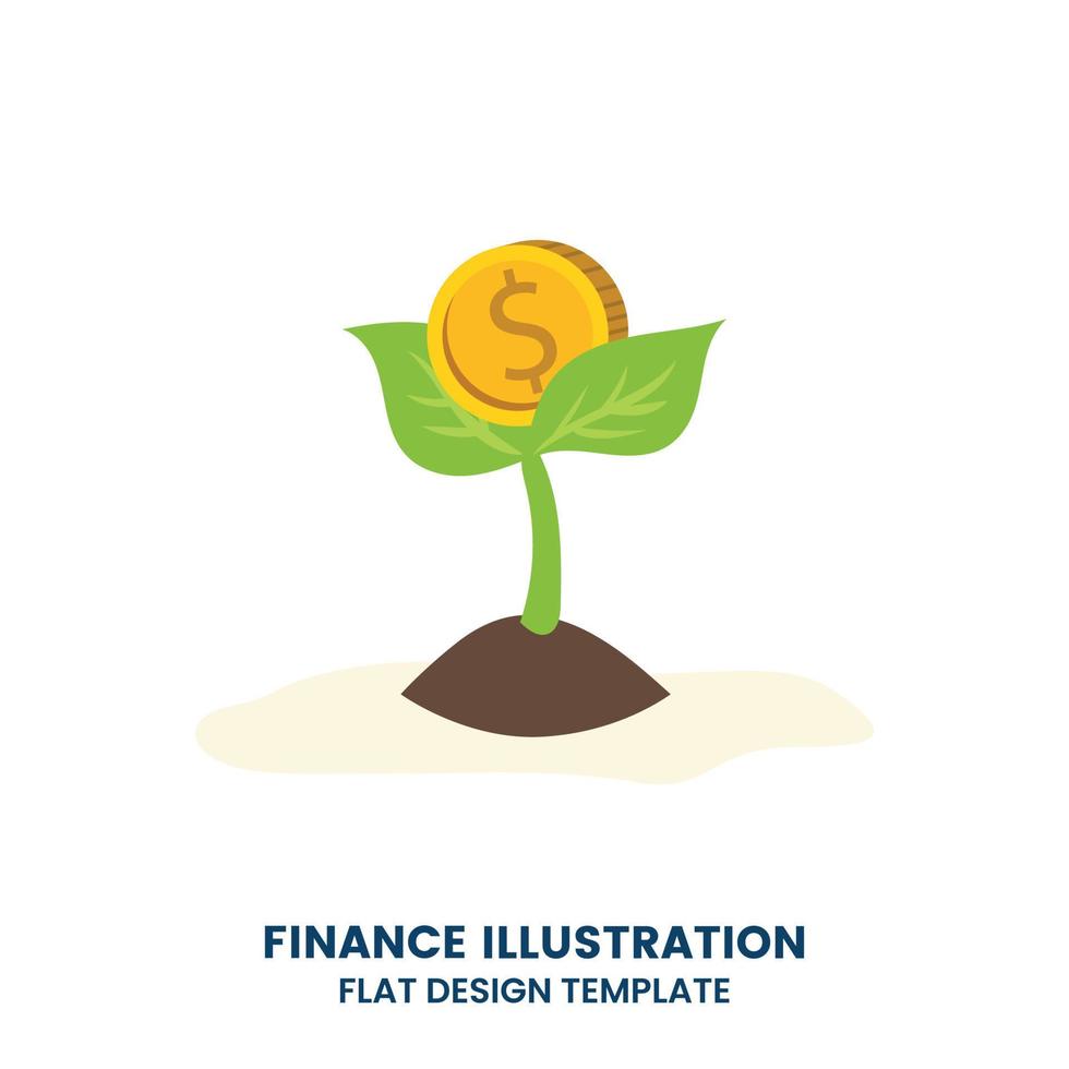 Money tree with coins growing. Financial Growth Concept. vector illustration in flat style