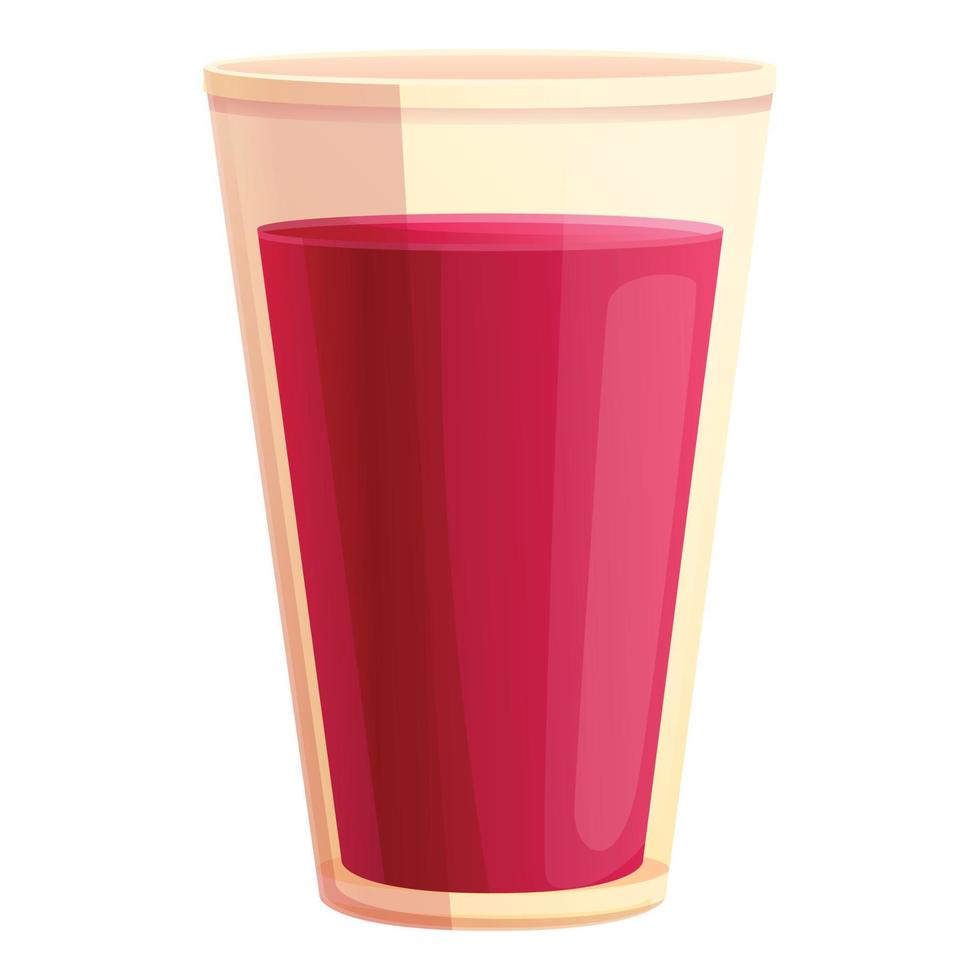 Beet juice glass icon, cartoon style vector