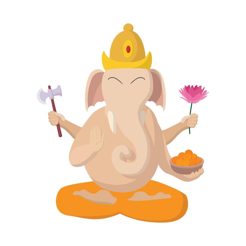 Ganesha icon, cartoon style vector