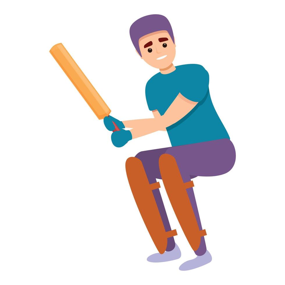 Cricket kid equipment icon, cartoon style vector