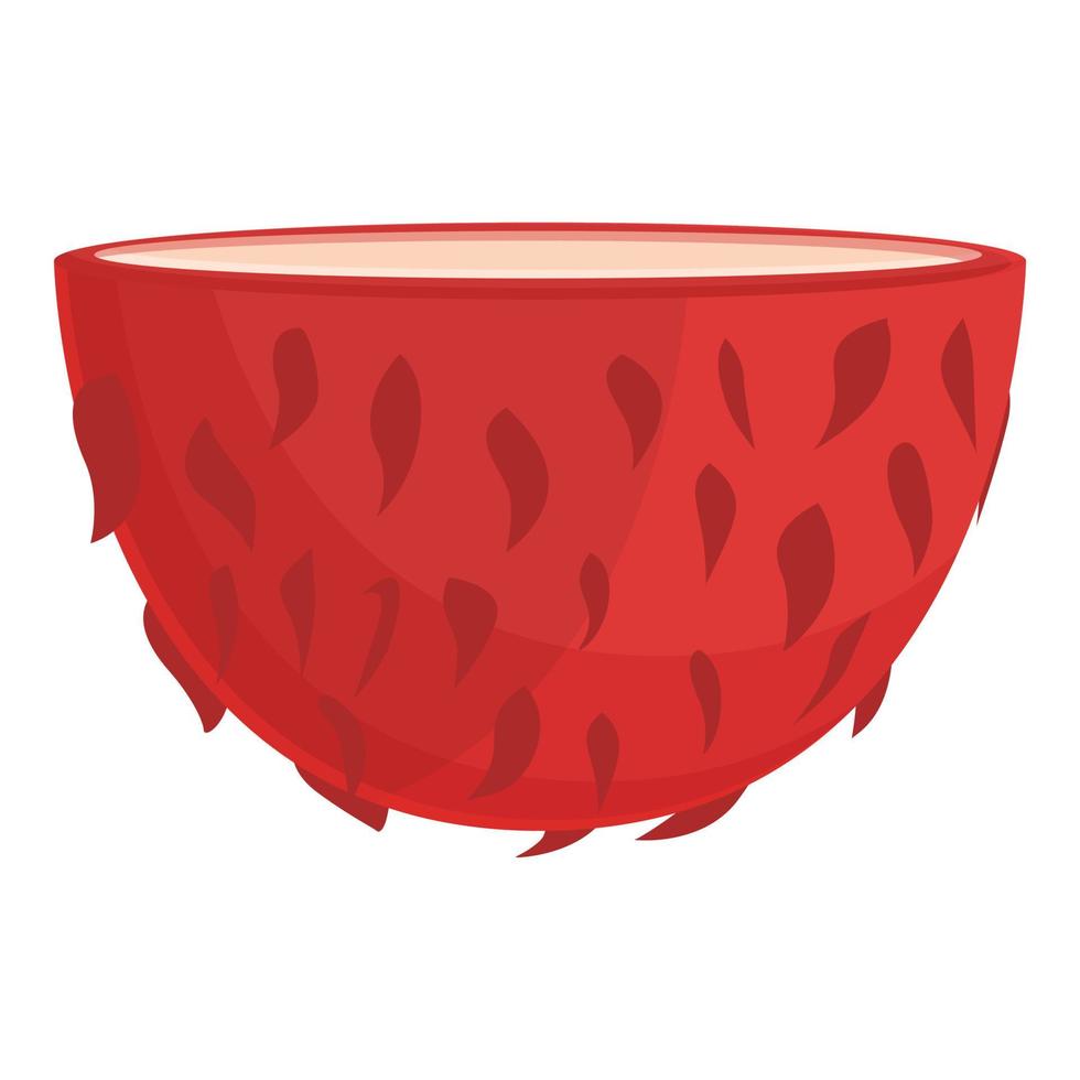 Half rambutan icon cartoon vector. Fruit tropical vector
