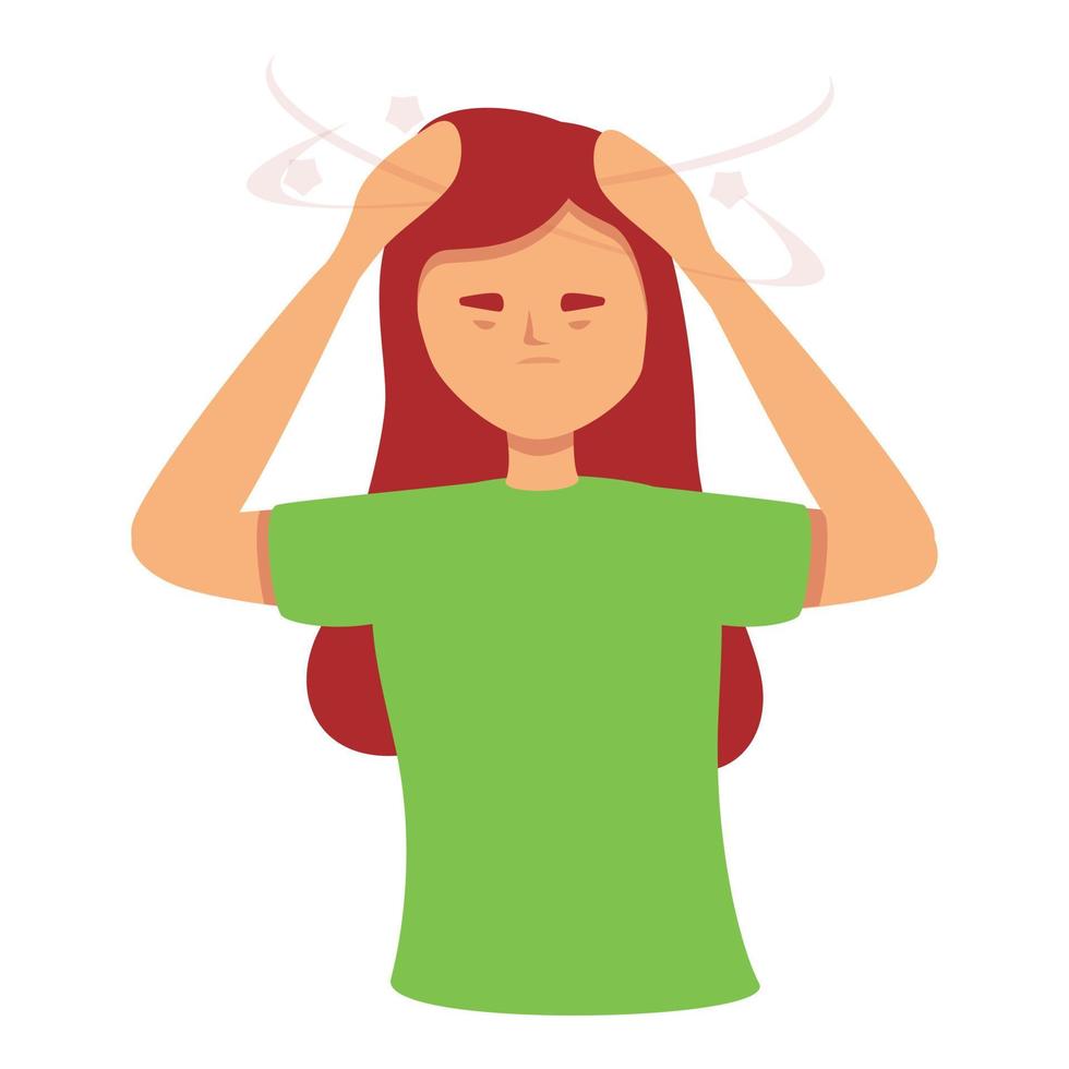 Girl dizziness icon cartoon vector. Brain pain vector