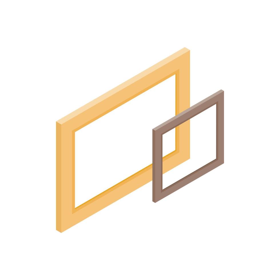 Wooden frame icon, isometric 3d style vector