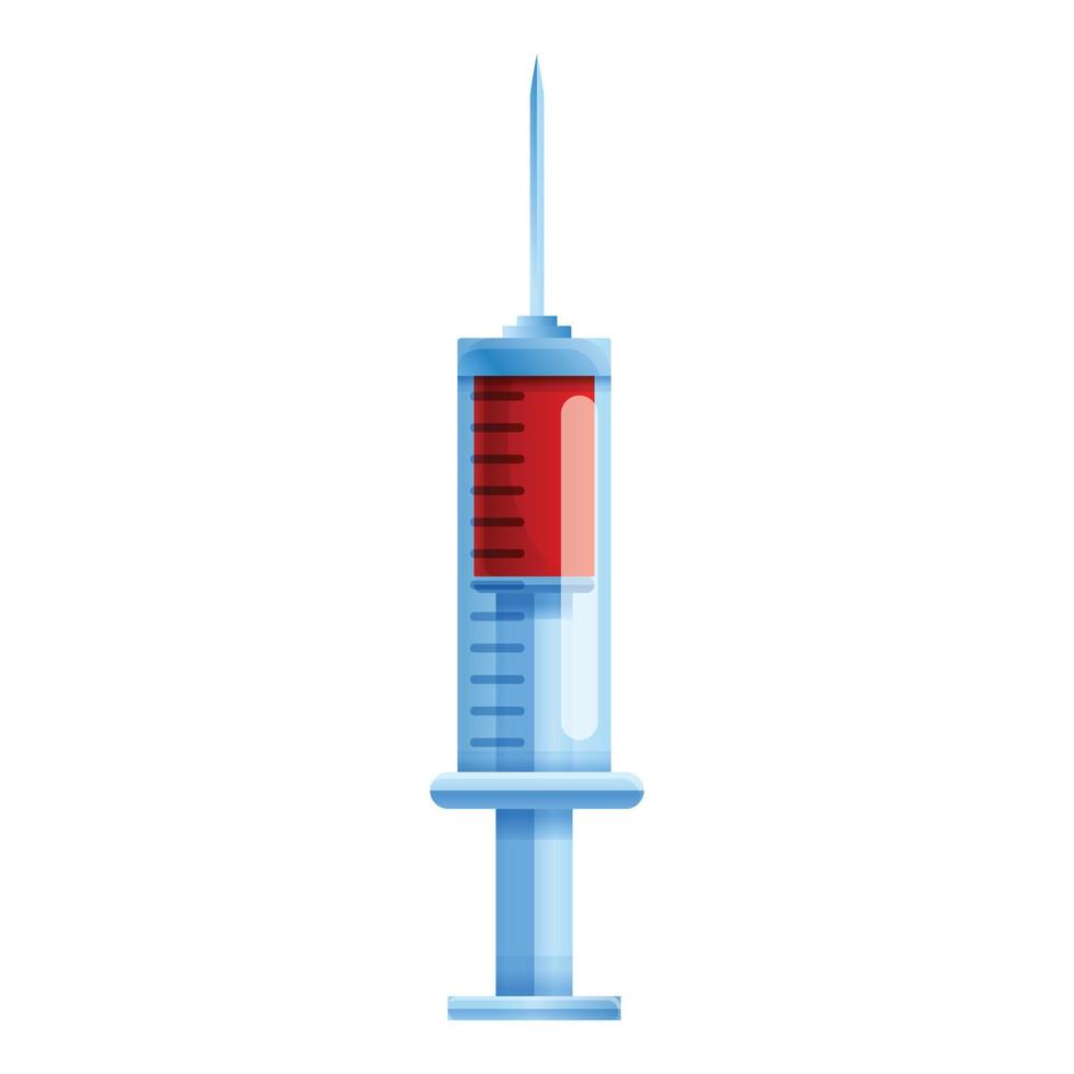 Blood syringe icon, cartoon style vector