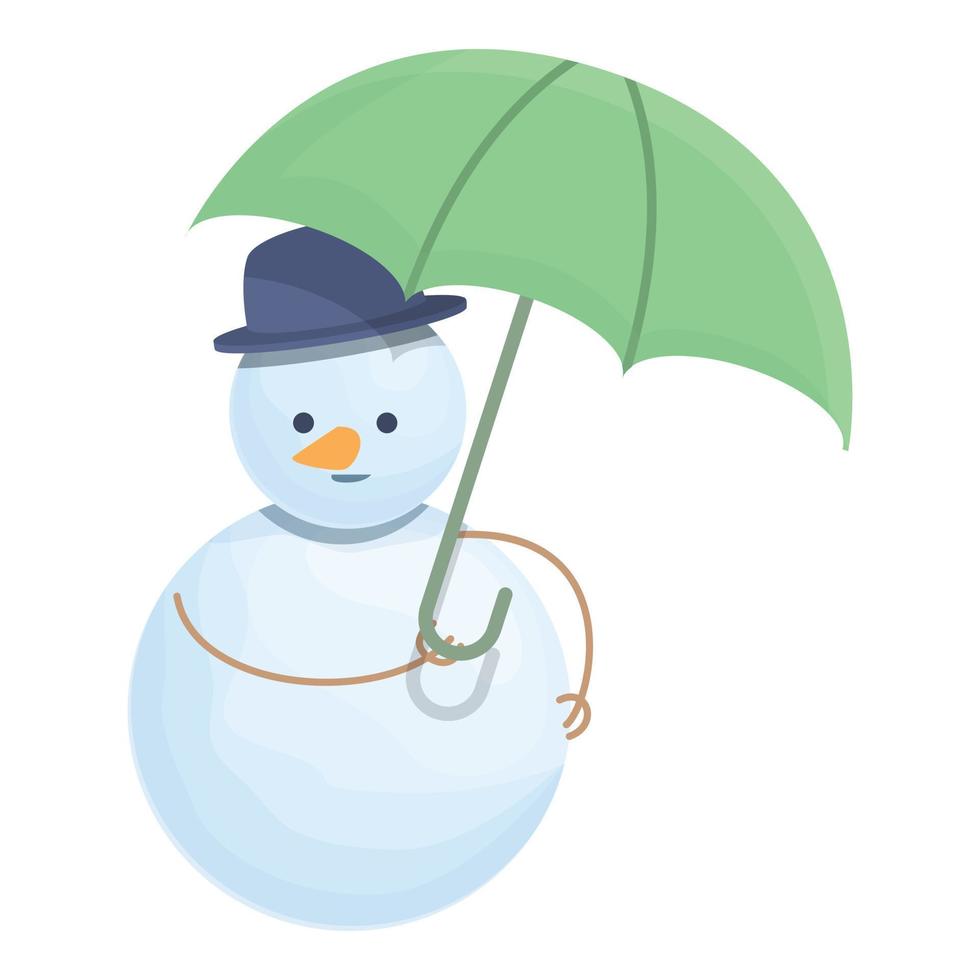 Snowman with umbrella icon cartoon vector. Snow man vector