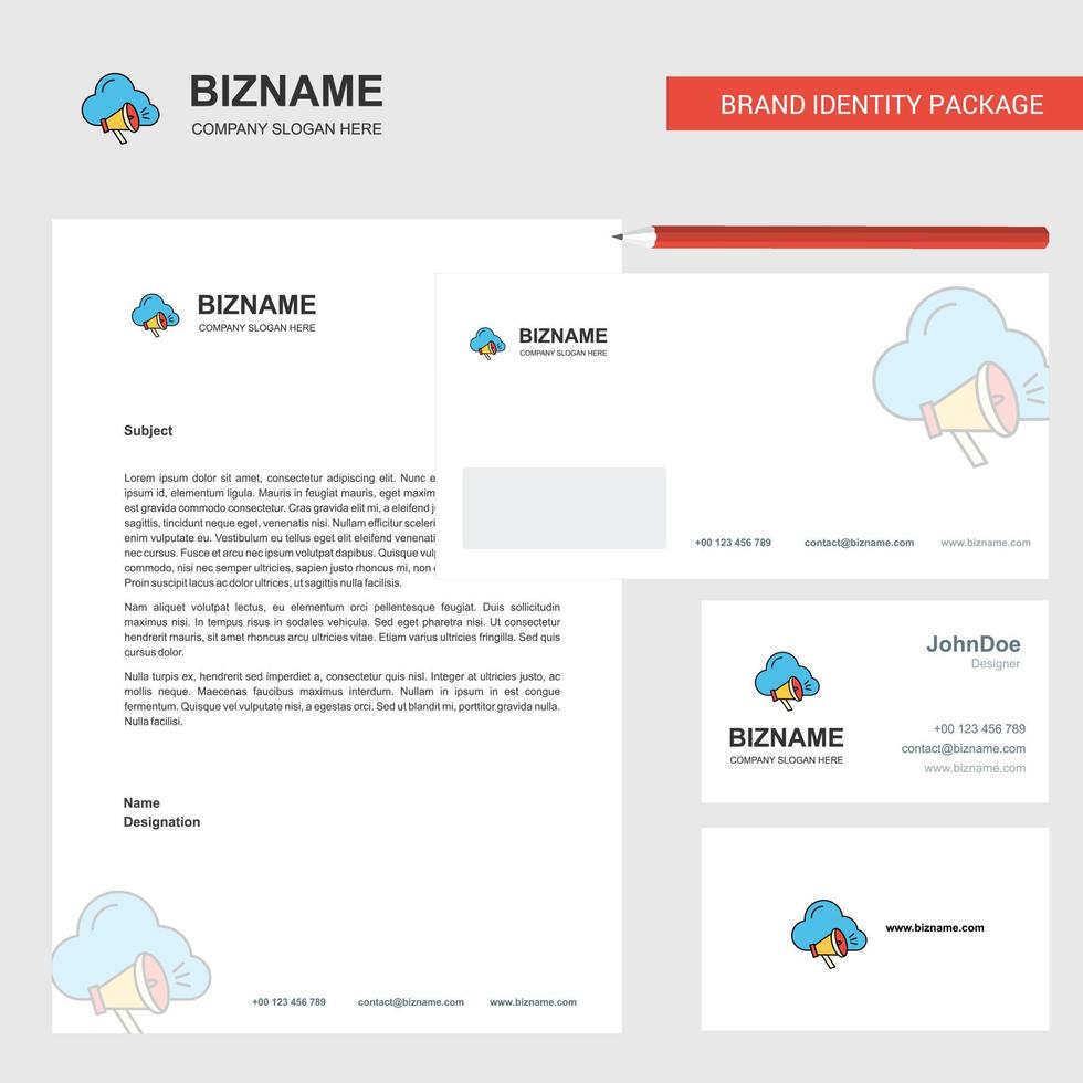 Cloud music Business Letterhead Envelope and visiting Card Design vector template