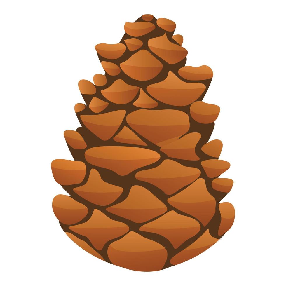 Fir tree pine cone icon, cartoon style vector