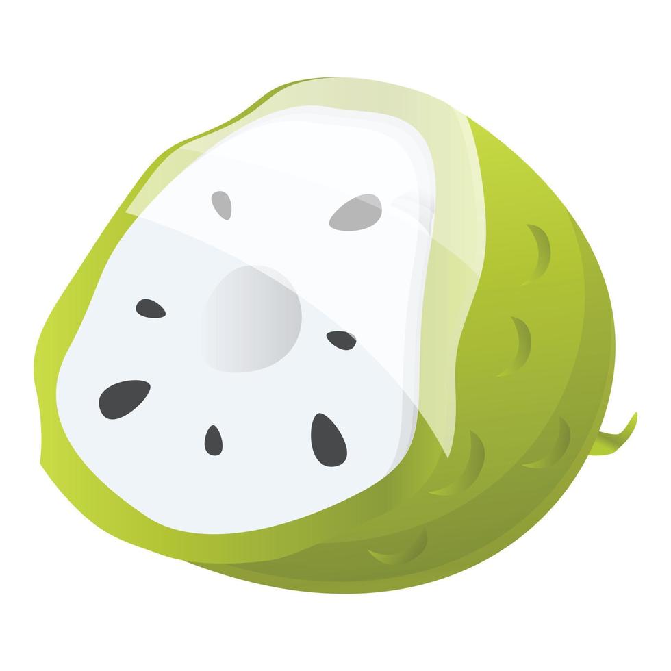 Cutted soursop icon, cartoon style vector