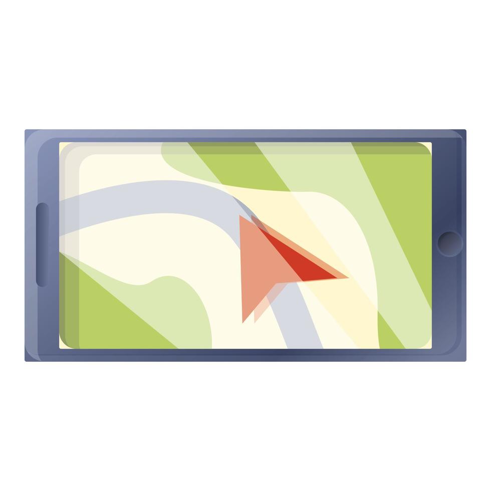 Smartphone gps map icon, cartoon style vector