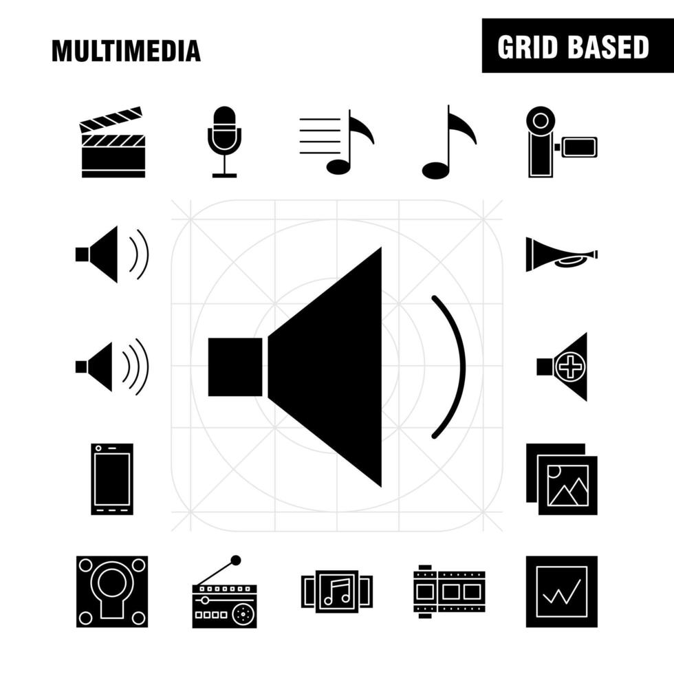 Multimedia Solid Glyph Icon for Web Print and Mobile UXUI Kit Such as Mobile Cell Phone Hardware Camera Video Image Movie Pictogram Pack Vector