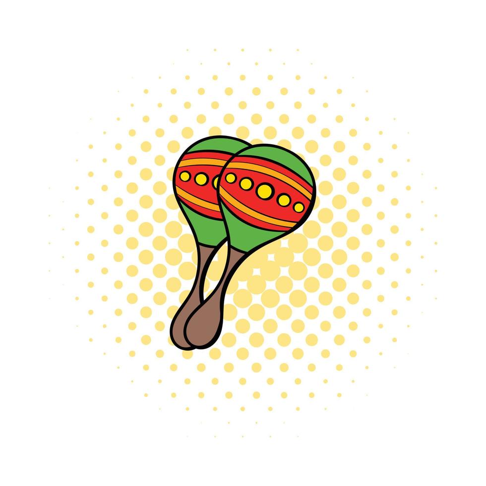 icono de maracas en estilo cómic vector