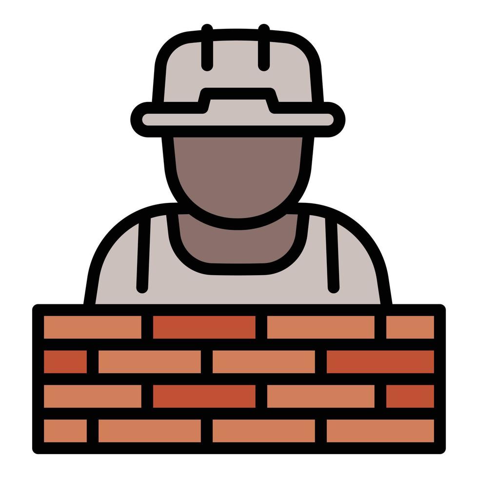 Masonry worker icon, outline style vector
