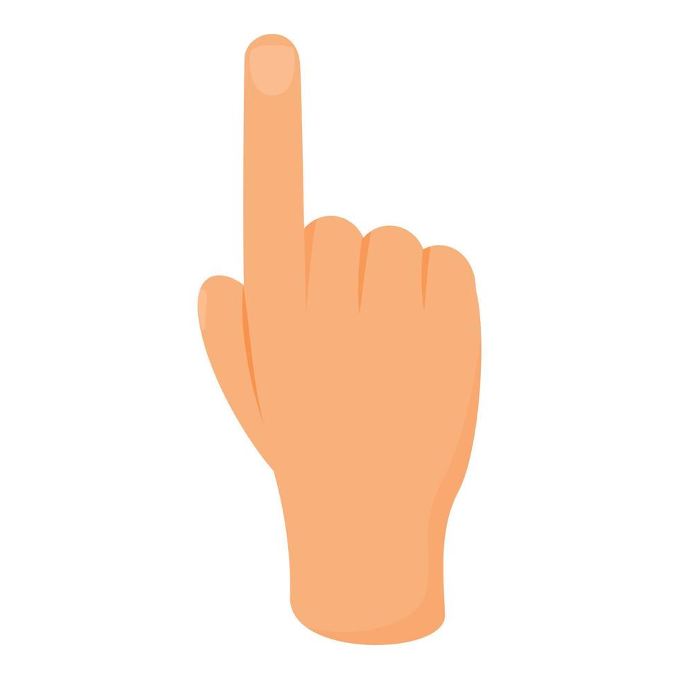 icono de gesto de mano con un dedo, estilo de dibujos animados vector