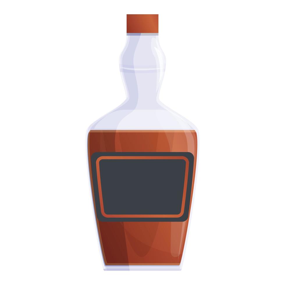 Bourbon scotch bottle icon, cartoon style vector