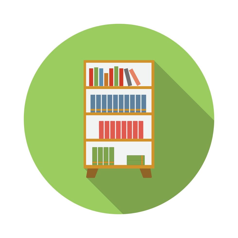 Wooden bookcase icon, flat style vector
