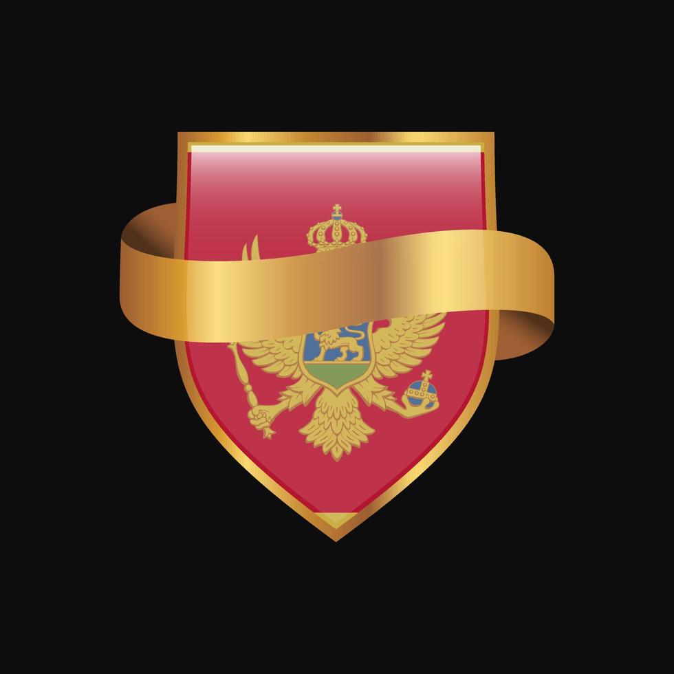 Montenegro flag Golden badge design vector