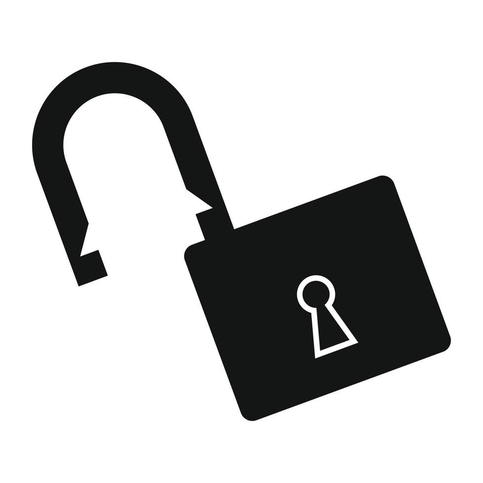 Open lock black simple icon vector