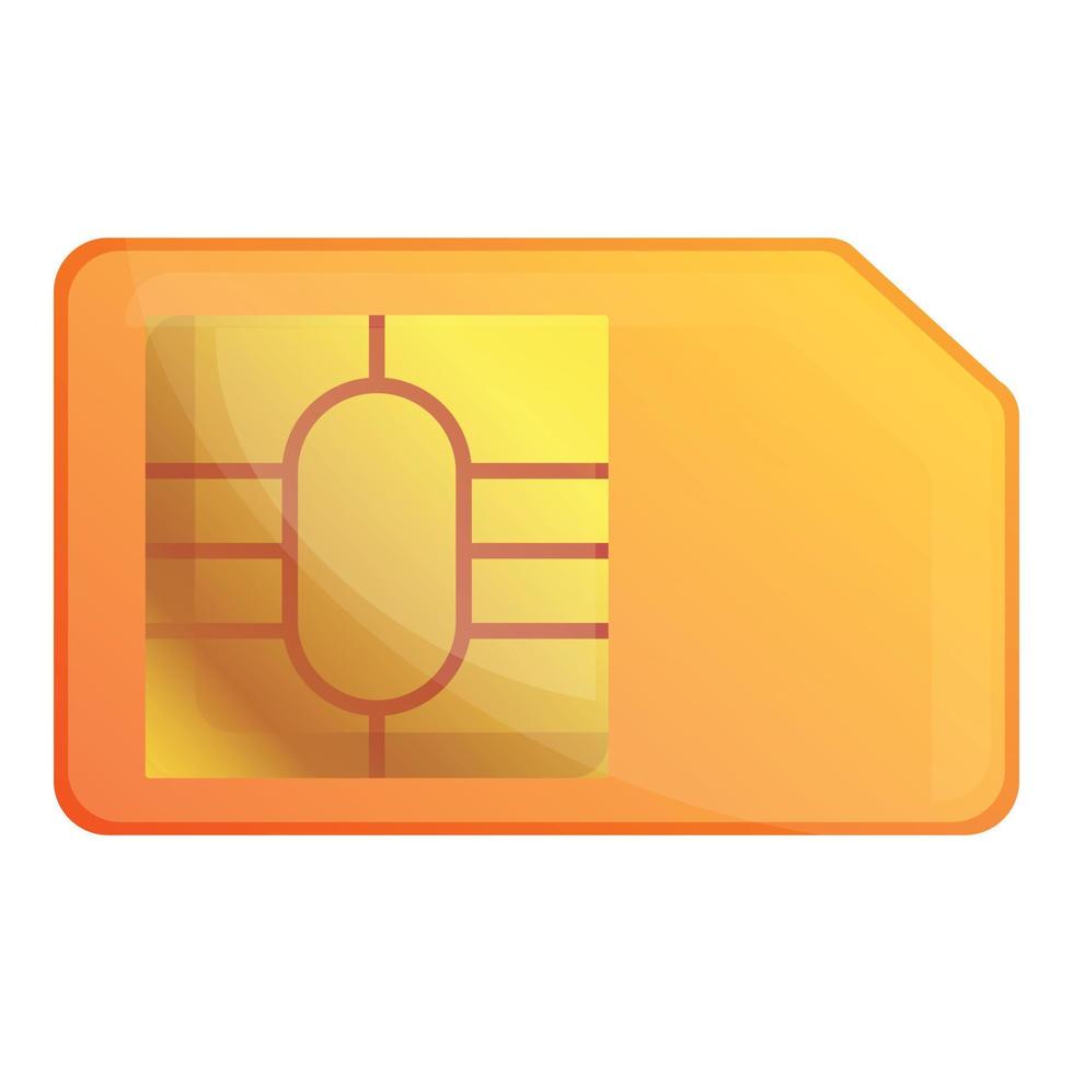 icono de tarjeta sim naranja, estilo de dibujos animados vector
