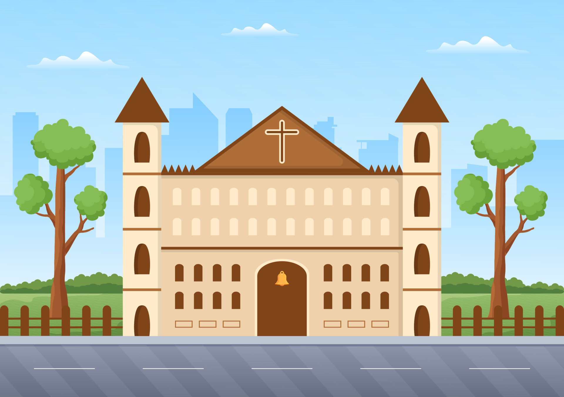 Cathedral Catholic Church Building with Architecture, Medieval and Modern  Churches Interior Design in Flat Cartoon Hand Drawn Templates Illustration  14385314 Vector Art at Vecteezy