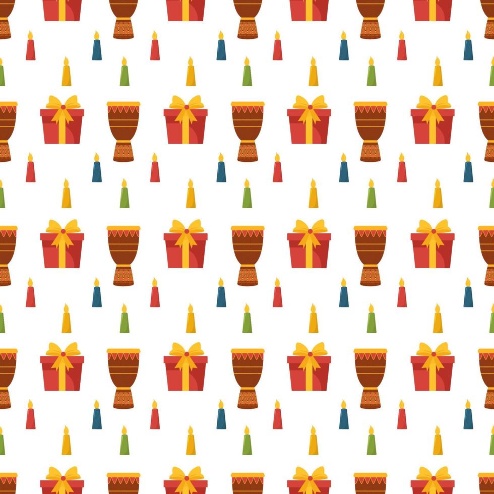 Happy Kwanzaa Holiday African Seamless Pattern Design with Festival Style Element on Template Hand Drawn Cartoon Flat Illustration vector