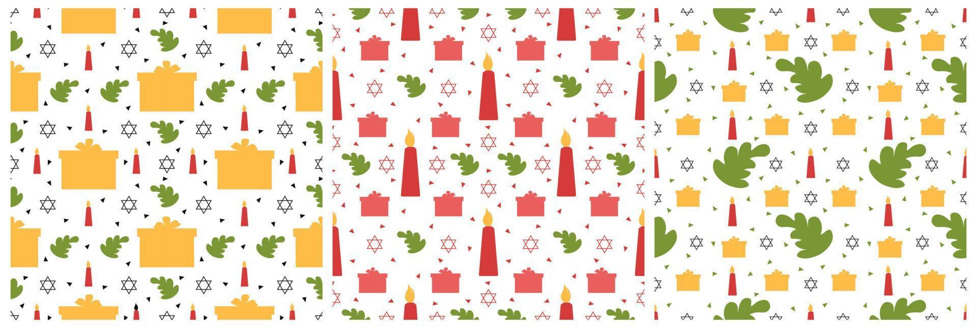 Set of Happy Kwanzaa Holiday African Seamless Pattern Design with Festival Style Element on Template Hand Drawn Cartoon Flat Illustration vector