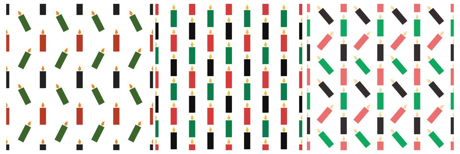 Set of Happy Kwanzaa Holiday African Seamless Pattern Design with Festival Style Element on Template Hand Drawn Cartoon Flat Illustration vector