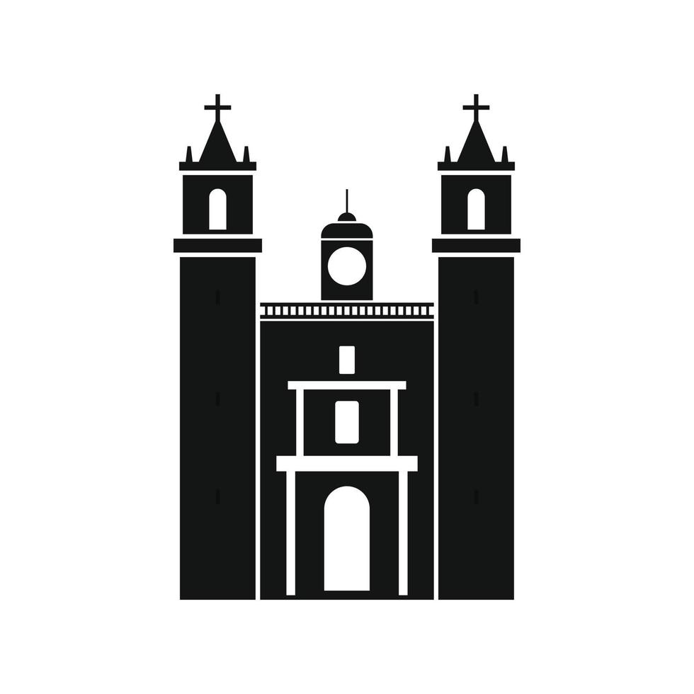 Cathedral in Valladolid, Mexico icon, simple style vector