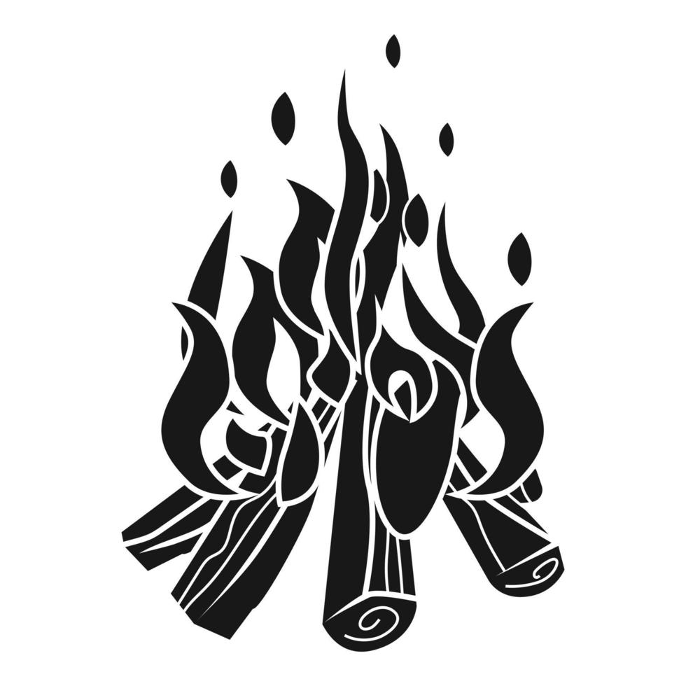 Flame bonfire icon, simple style vector