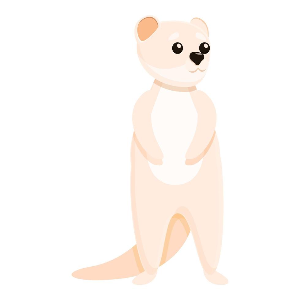 Winter white mink icon, cartoon style vector