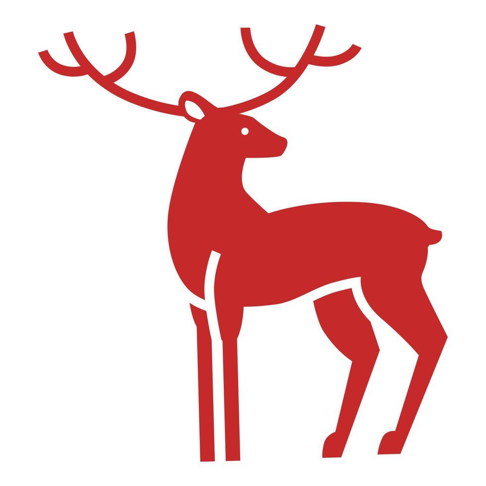 Xmas deer icon, simple style vector