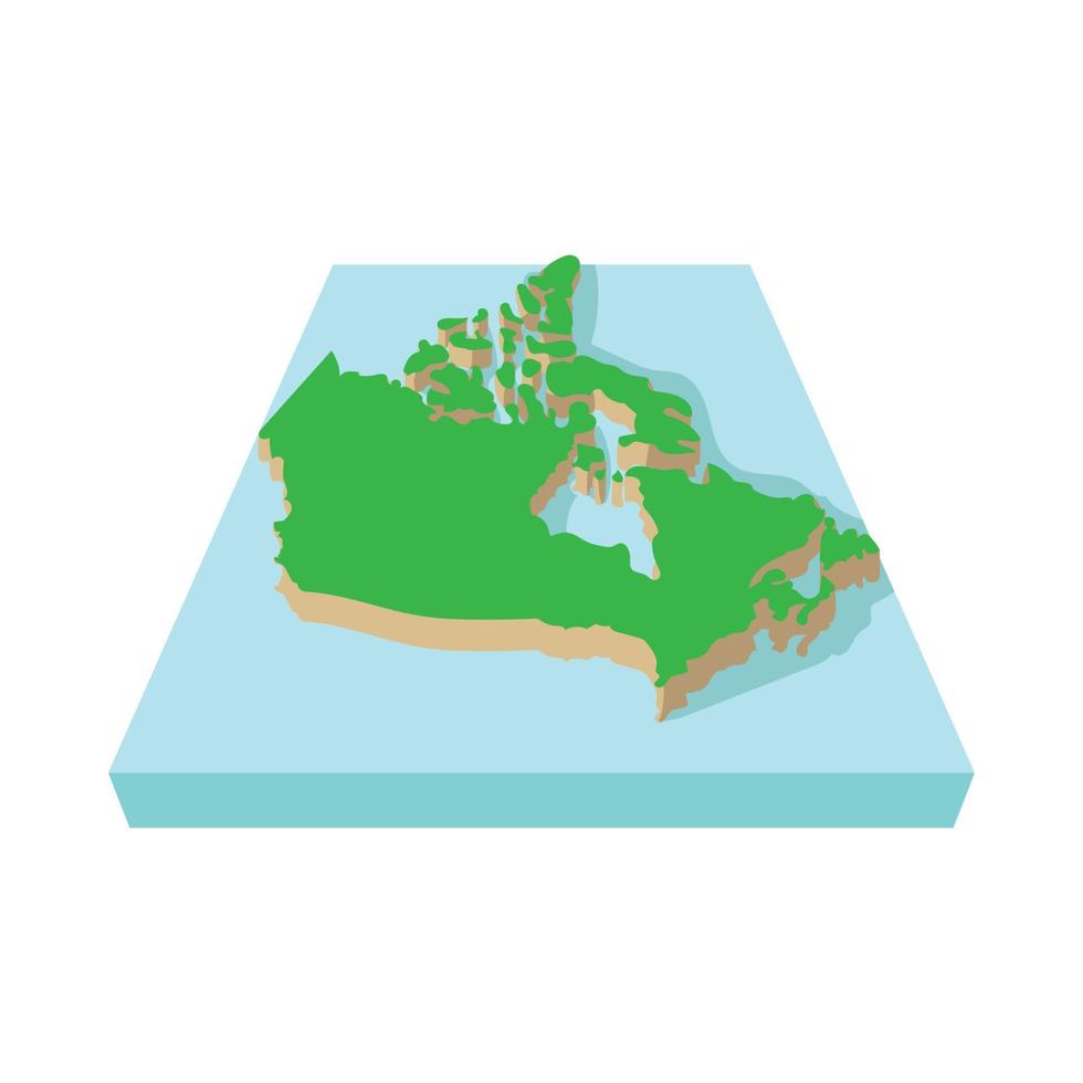 Canada map icon, cartoon style vector