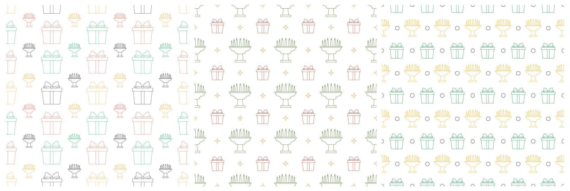 Set of Happy Kwanzaa Holiday African Seamless Pattern Design with Festival Style Element on Template Hand Drawn Cartoon Flat Illustration vector