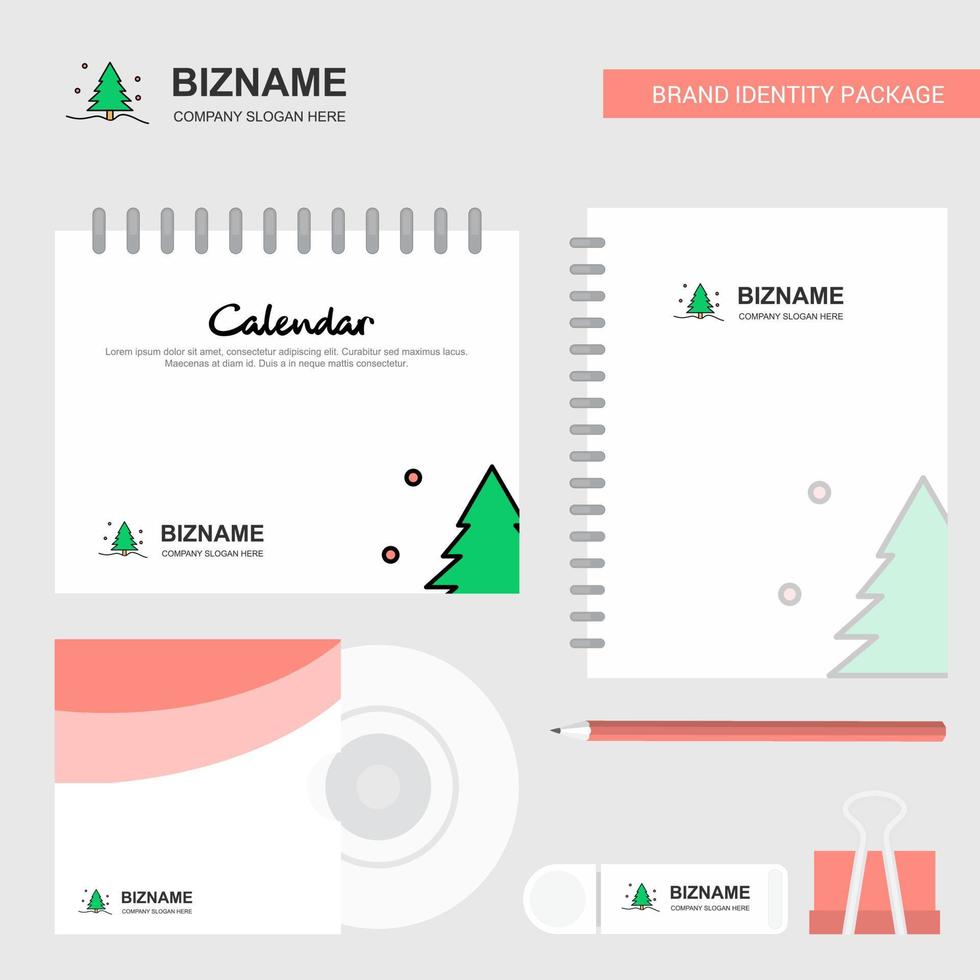 Christmas tree Logo Calendar Template CD Cover Diary and USB Brand Stationary Package Design Vector Template