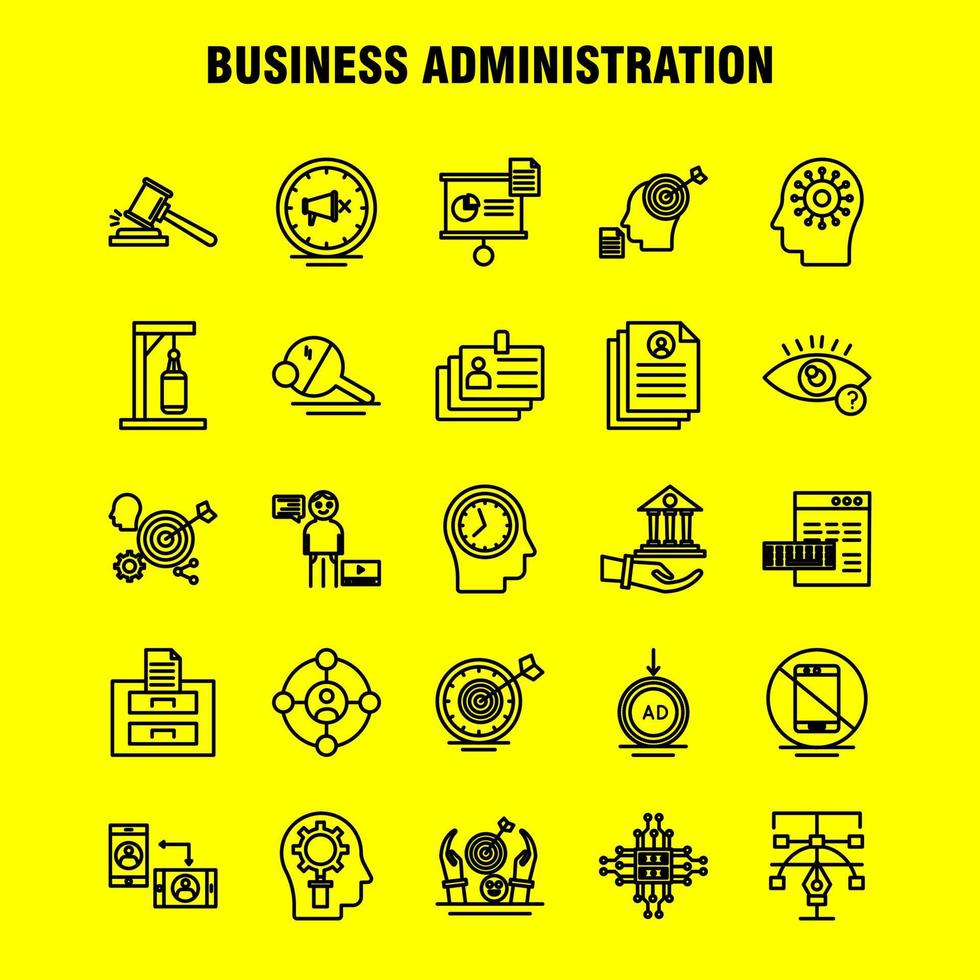 Business Administration Line Icons Set For Infographics Mobile UXUI Kit And Print Design Include Graph Chart Pie Chart Document Hammer Justice Lawyer Collection Modern Infographic Logo and vector