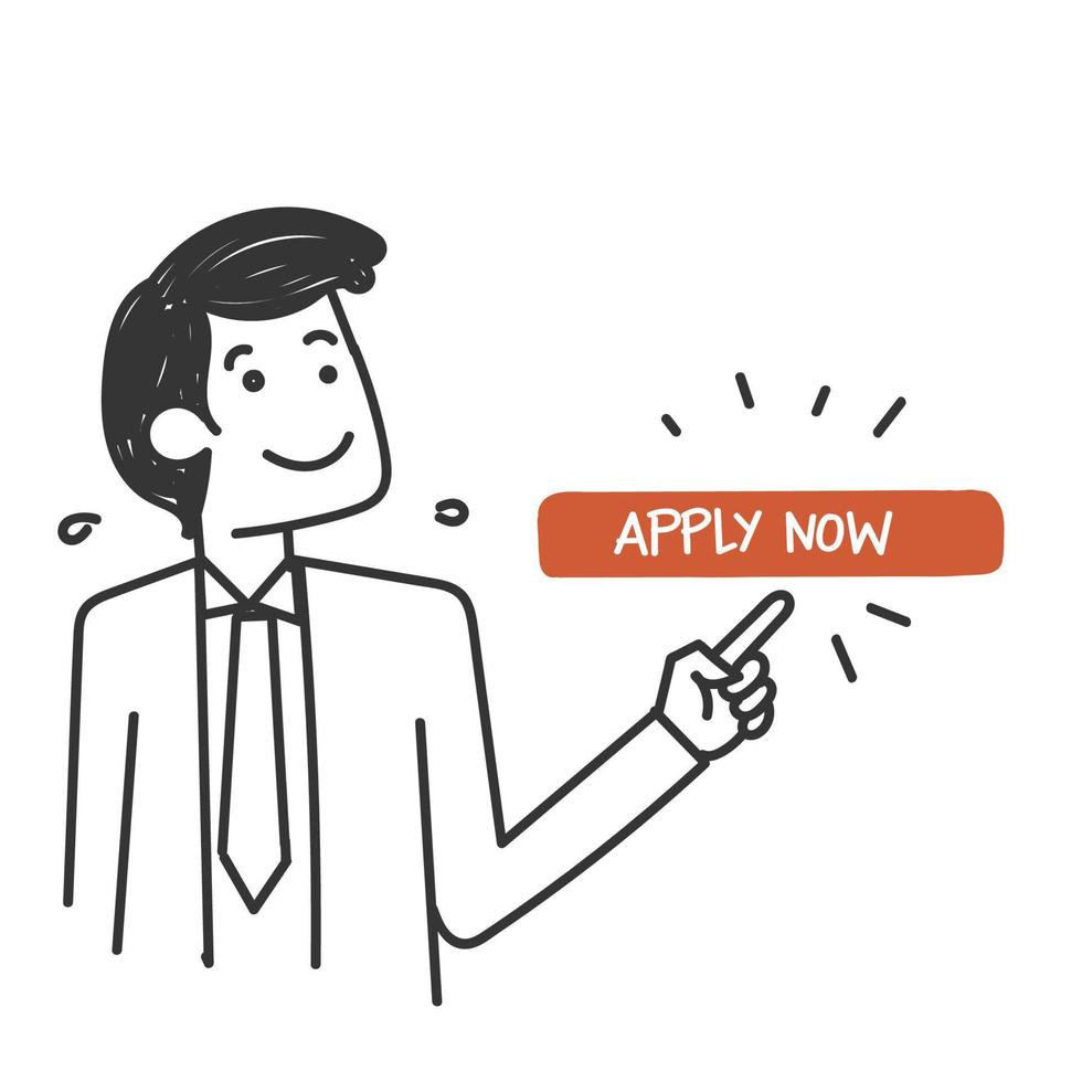 hand drawn doodle Apply now icon button illustration vector