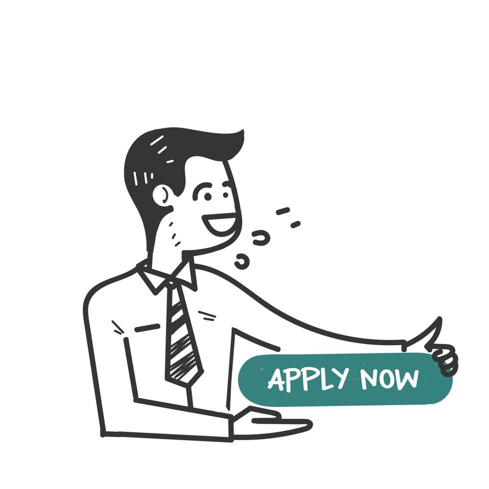 hand drawn doodle Apply now icon button illustration vector