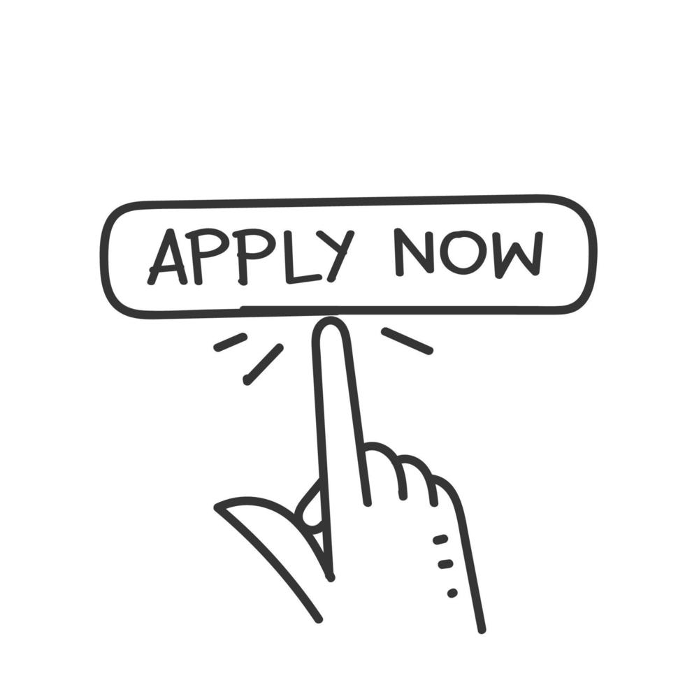 hand drawn doodle Apply now icon button illustration vector