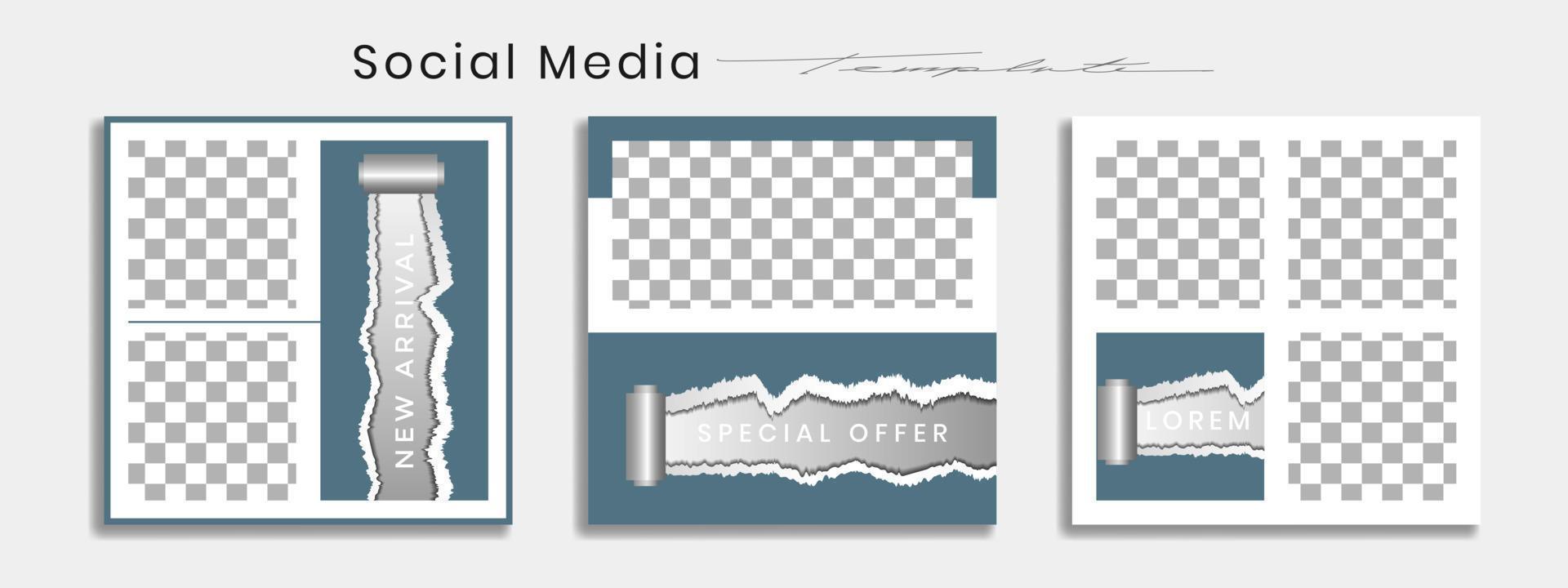 Editable social media templates, Instagram story collections and post frame templates, layout designs, Mockups for marketing promotions, covers, banners, backgrounds, square puzzles, vector elements