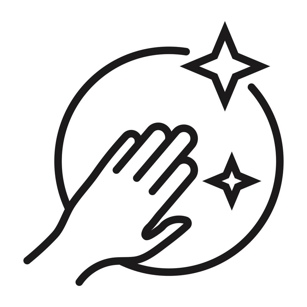 Line art vector a clean or cleaning icon with human hand for apps or websites